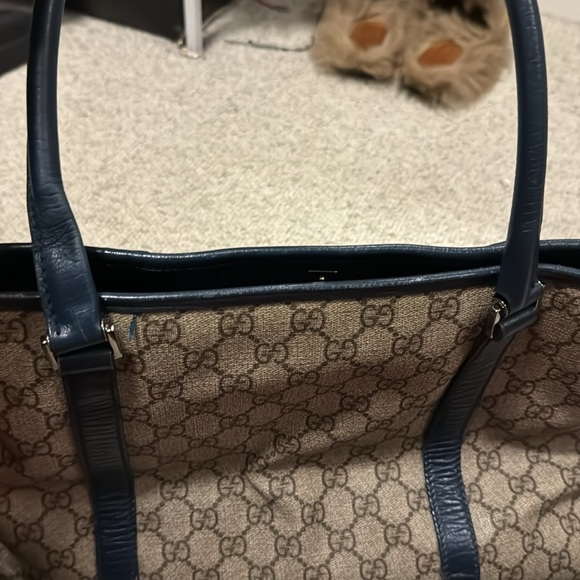 Gucci GG Canvas Tote Bag Beige and Navy - Picture 7 of 8